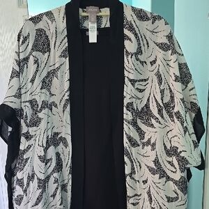 Chico's Black and Beige Shrug  with Elegant Pattern